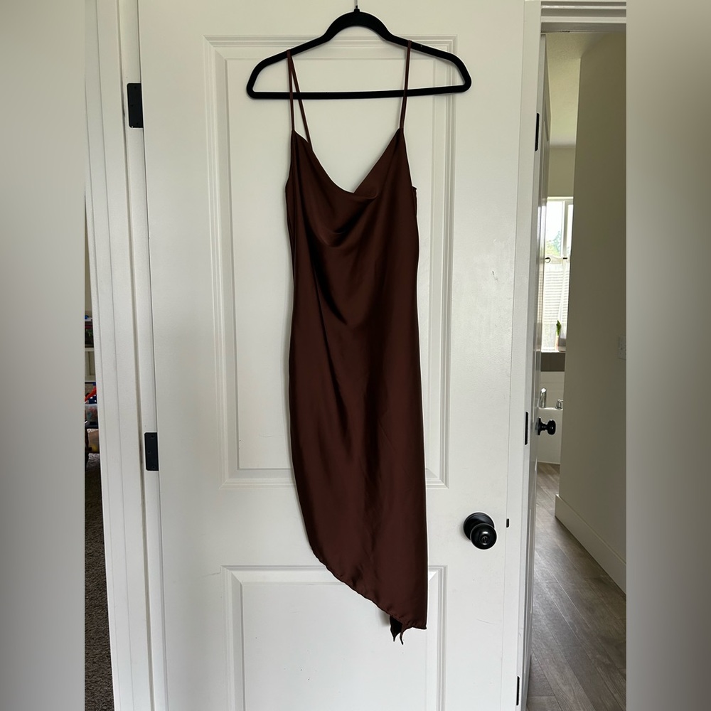 Forever 21 Asymmetrical Brown Slip Dress
